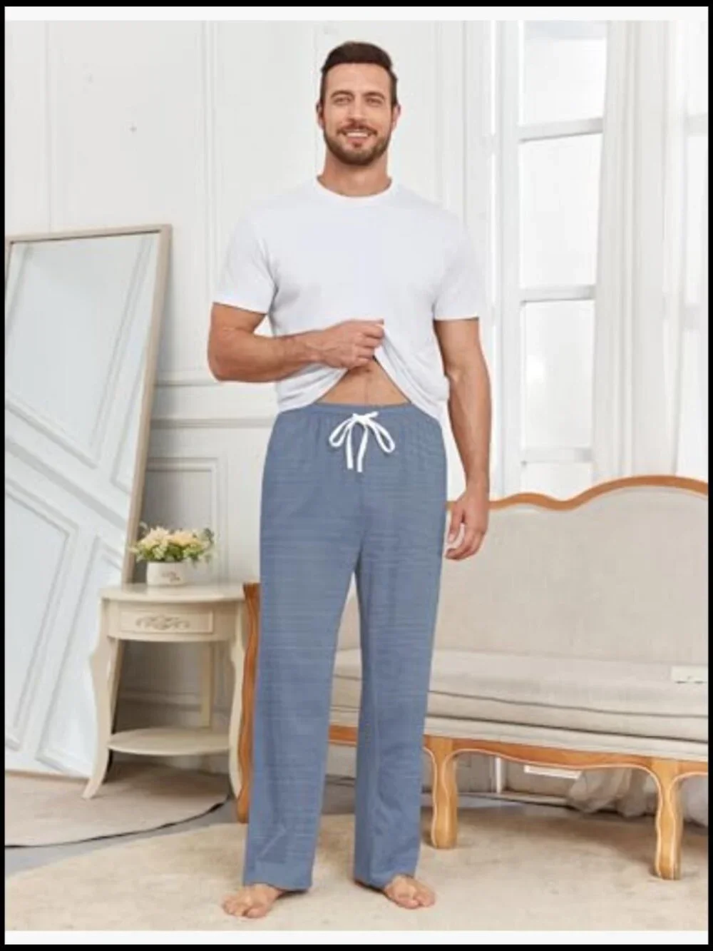 Cotton-Blend 3-Piece Pajama Set with Pockets, Loose Fit Sleepwear